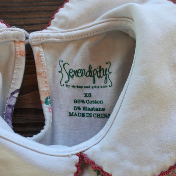 Serendipity Shrimp & Grits Dress Girls XS Dog Print Peter Pan Ruffle Christmas - Picture 2 of 5